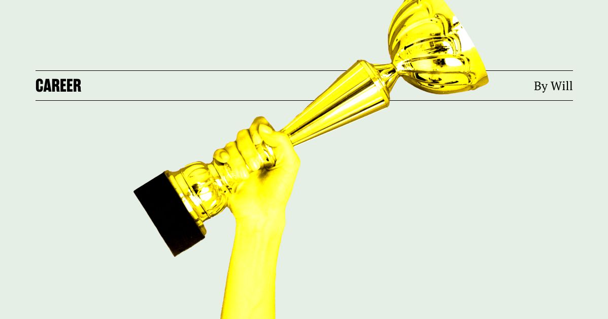 A hand grasping a trophy. Text reads "Career, by Will"